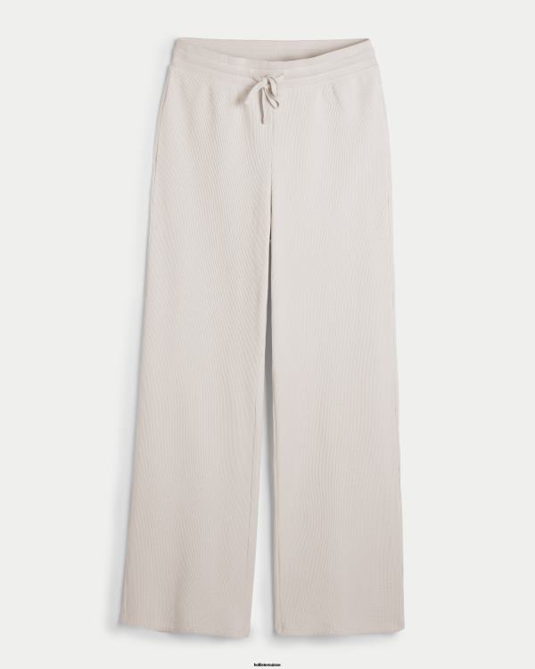 gilly hicks pantalon large confortable à micro-gaufres femmes blanc Hollister bas RRRJX779