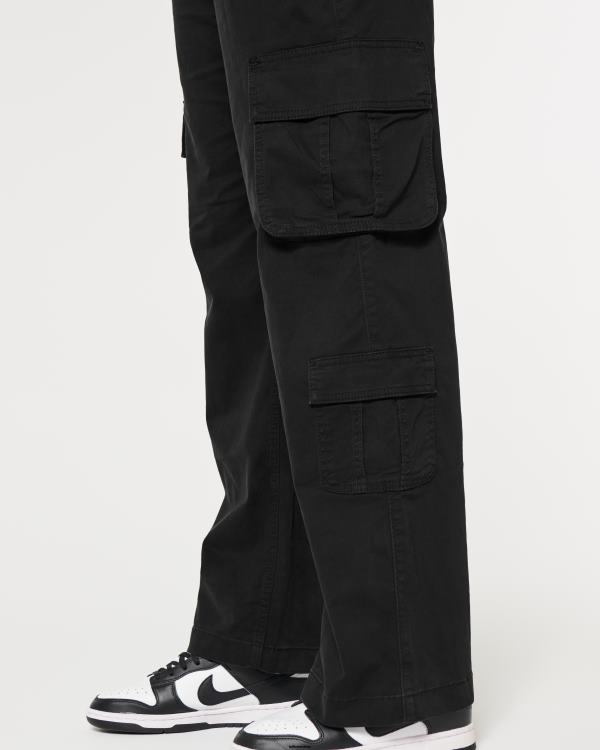 pantalon cargo baggy à 3 poches et taille ultra haute femmes noir Hollister bas RRRJX472