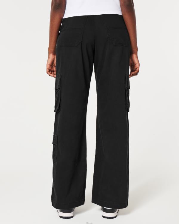 pantalon cargo baggy à 3 poches et taille ultra haute femmes noir Hollister bas RRRJX472