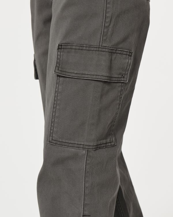 pantalon papa cargo à taille ultra haute femmes gris foncé Hollister bas RRRJX588