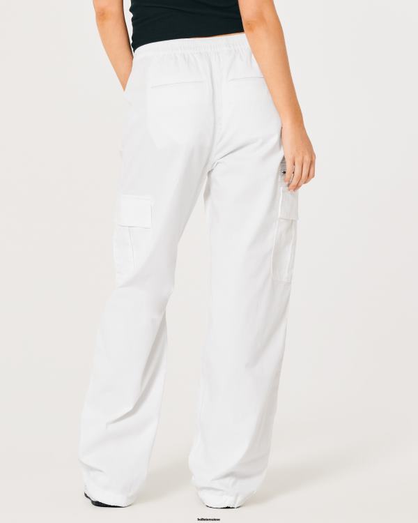 pantalon parachute cargo à taille ajustable femmes blanc Hollister bas RRRJX579