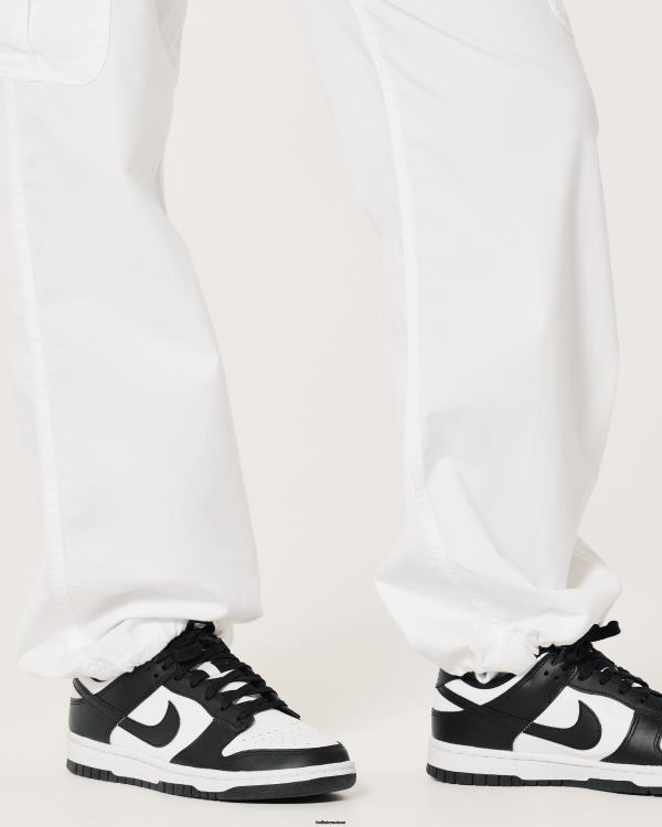 pantalon parachute cargo à taille ajustable femmes blanc Hollister bas RRRJX579