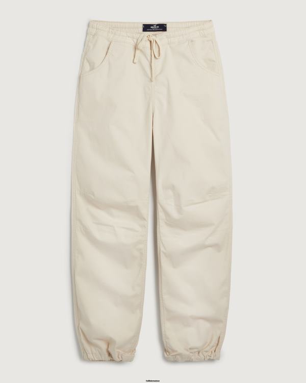 pantalon parachute à hauteur réglable femmes crème Hollister bas RRRJX676