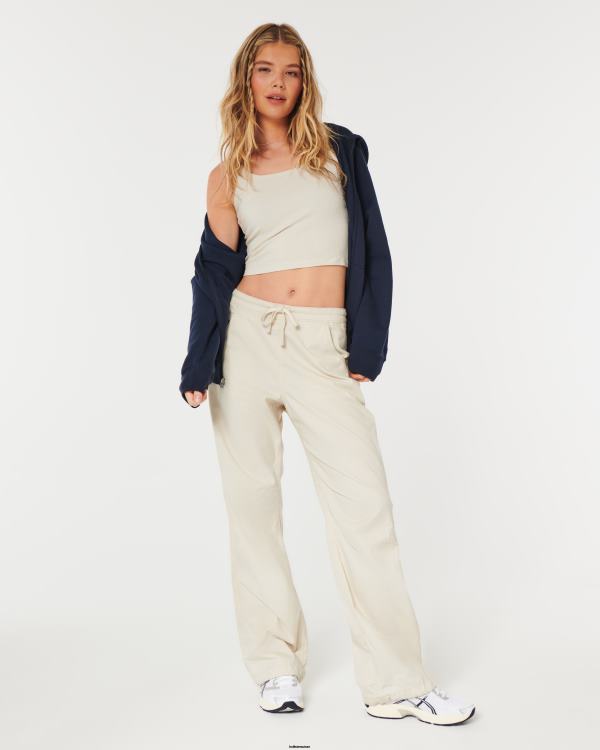 pantalon parachute à hauteur réglable femmes crème Hollister bas RRRJX676