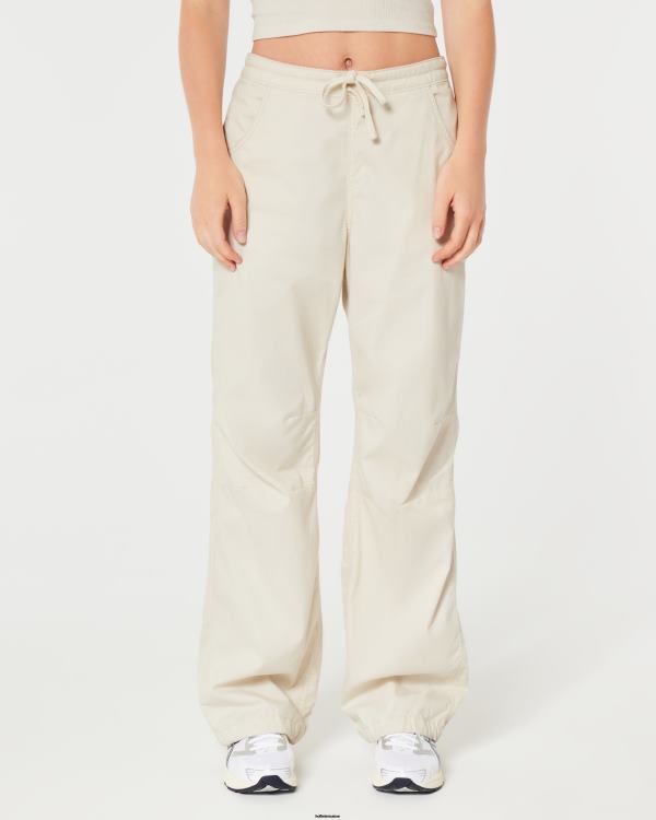 pantalon parachute à hauteur réglable femmes crème Hollister bas RRRJX676