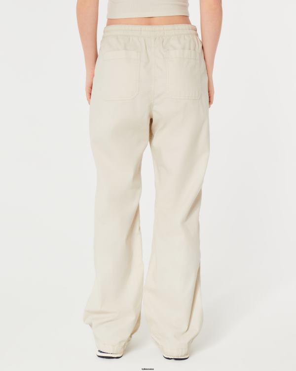 pantalon parachute à hauteur réglable femmes crème Hollister bas RRRJX676