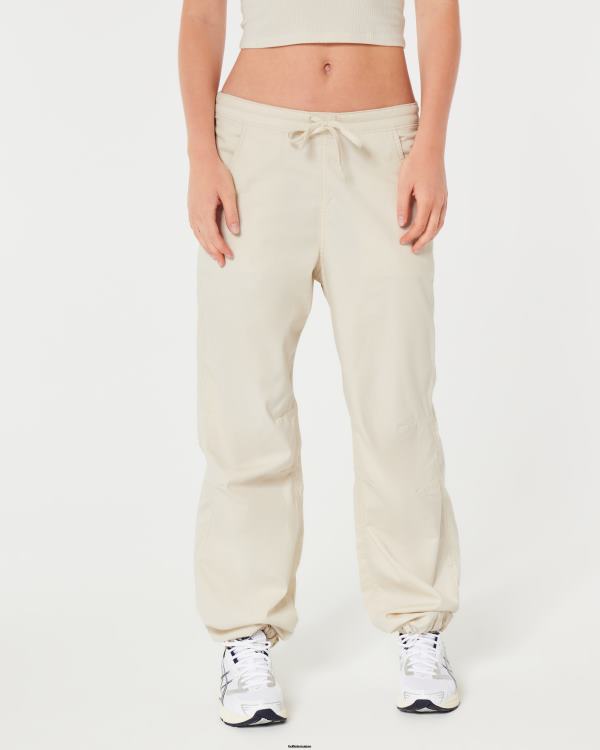 pantalon parachute à hauteur réglable femmes crème Hollister bas RRRJX676
