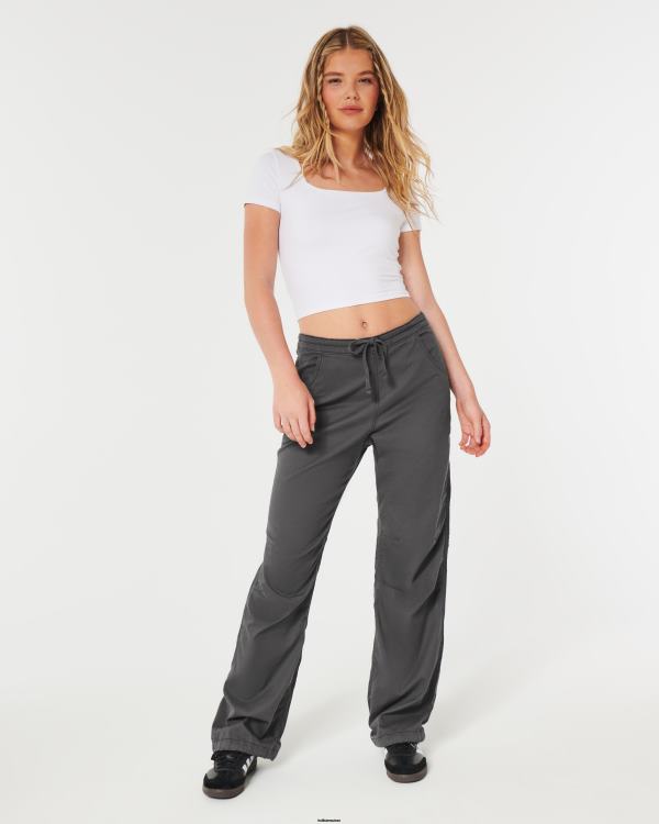 pantalon parachute à hauteur réglable femmes gris foncé Hollister bas RRRJX680