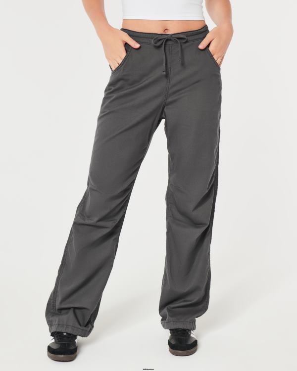 pantalon parachute à hauteur réglable femmes gris foncé Hollister bas RRRJX680