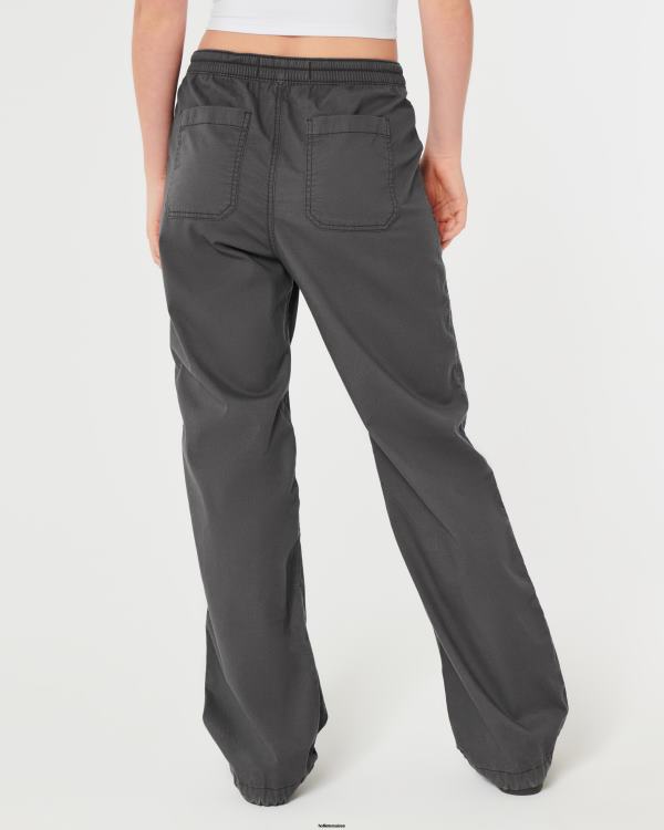 pantalon parachute à hauteur réglable femmes gris foncé Hollister bas RRRJX680