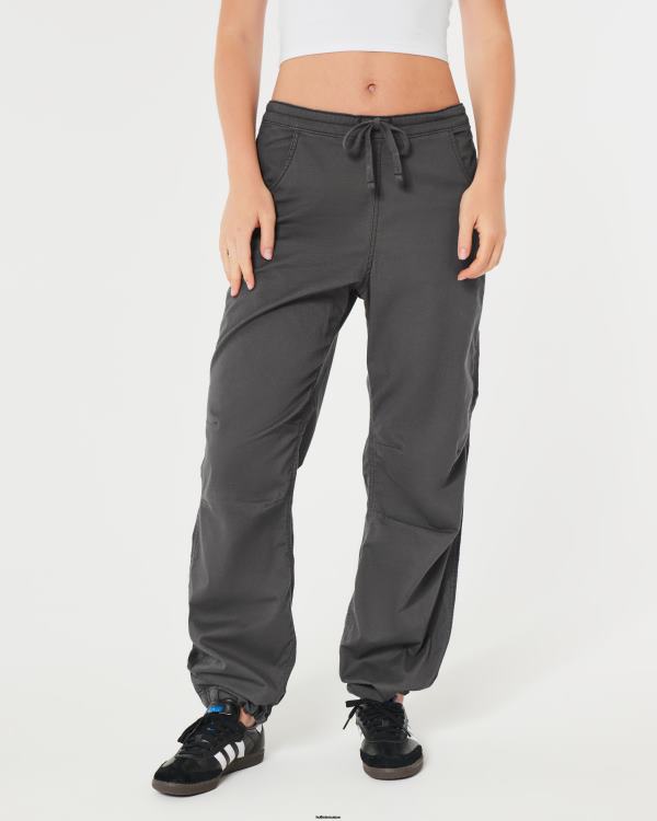 pantalon parachute à hauteur réglable femmes gris foncé Hollister bas RRRJX680