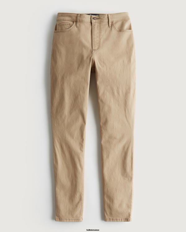 pantalon super skinny kaki à taille haute femmes brun clair Hollister bas RRRJX524
