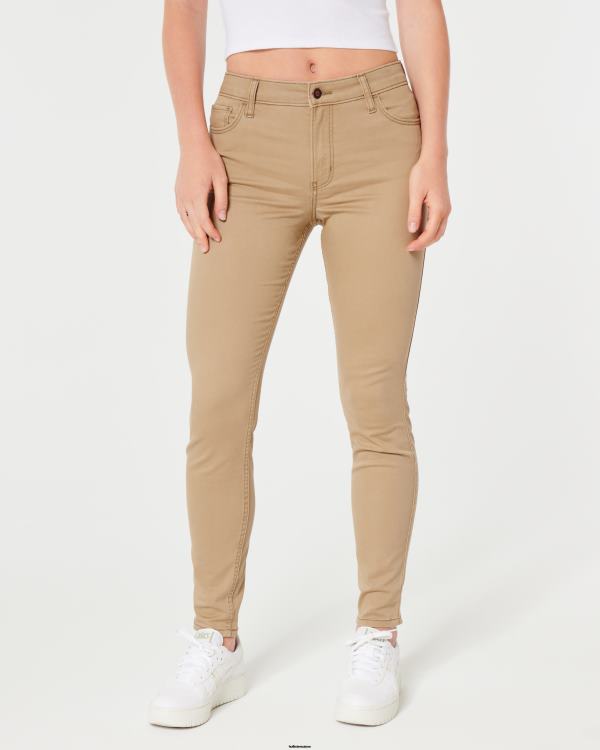 pantalon super skinny kaki à taille haute femmes kaki Hollister bas RRRJX468
