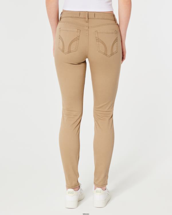pantalon super skinny kaki à taille haute femmes kaki Hollister bas RRRJX468