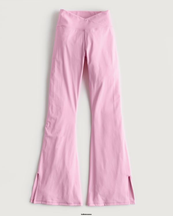 pantalon évasé à taille en V pour touristes sociaux femmes rose clair Hollister bas RRRJX693
