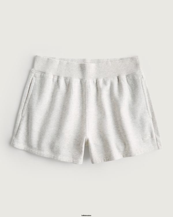 feel good short en molleton à taille ultra haute femmes gris chiné clair Hollister bas RRRJX495