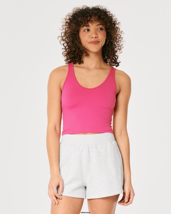 feel good short en molleton à taille ultra haute femmes gris chiné clair Hollister bas RRRJX495