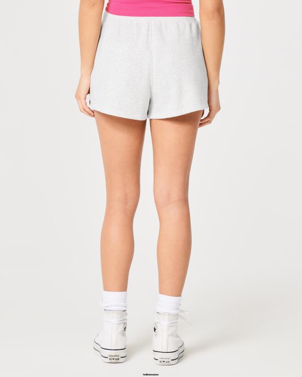 feel good short en molleton à taille ultra haute femmes gris chiné clair Hollister bas RRRJX495