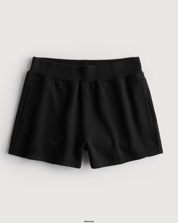 feel good short en molleton à taille ultra haute femmes noir Hollister bas RRRJX541