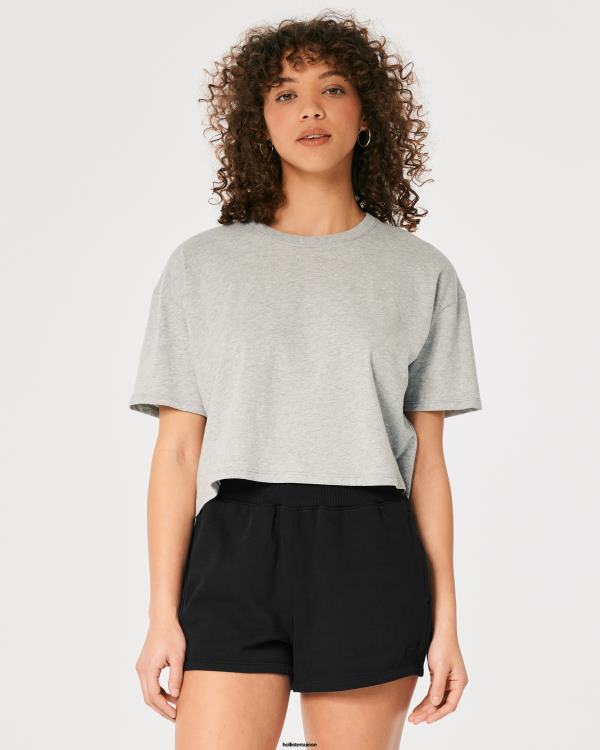feel good short en molleton à taille ultra haute femmes noir Hollister bas RRRJX541