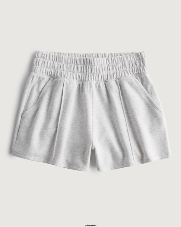 gilly hicks active essentials short en molleton à taille ultra haute femmes gris chiné clair Hollister bas RRRJX698