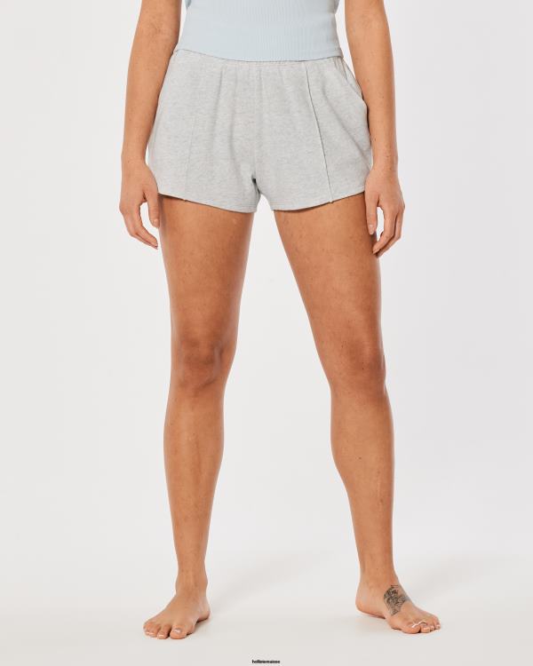 gilly hicks active essentials short en molleton à taille ultra haute femmes gris chiné clair Hollister bas RRRJX698