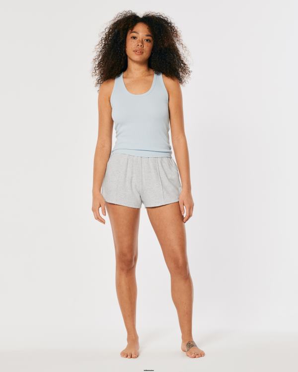gilly hicks active essentials short en molleton à taille ultra haute femmes gris chiné clair Hollister bas RRRJX698