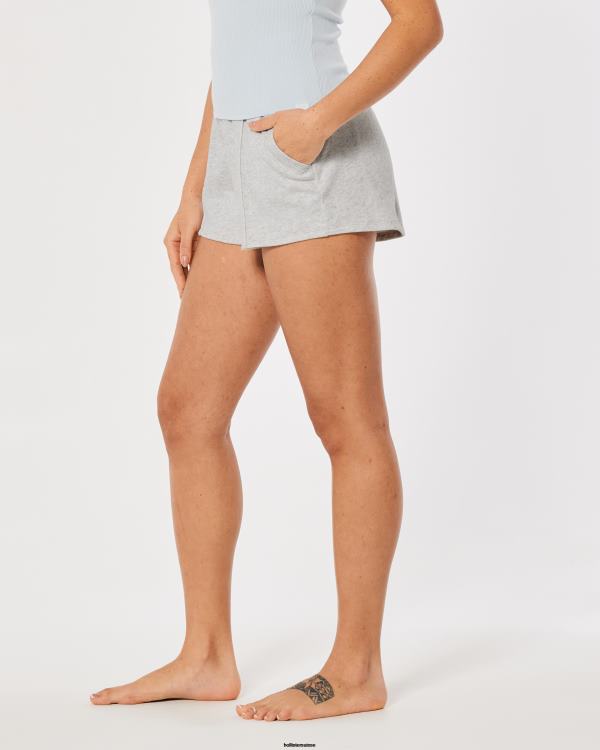 gilly hicks active essentials short en molleton à taille ultra haute femmes gris chiné clair Hollister bas RRRJX698