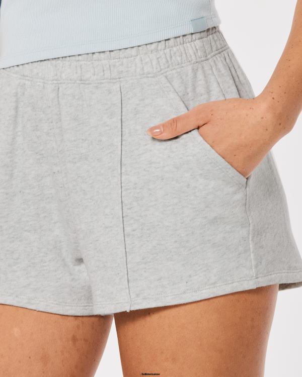 gilly hicks active essentials short en molleton à taille ultra haute femmes gris chiné clair Hollister bas RRRJX698