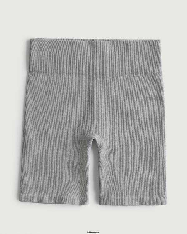 gilly hicks active short de vélo côtelé sans coutures femmes gris chiné clair Hollister bas RRRJX689