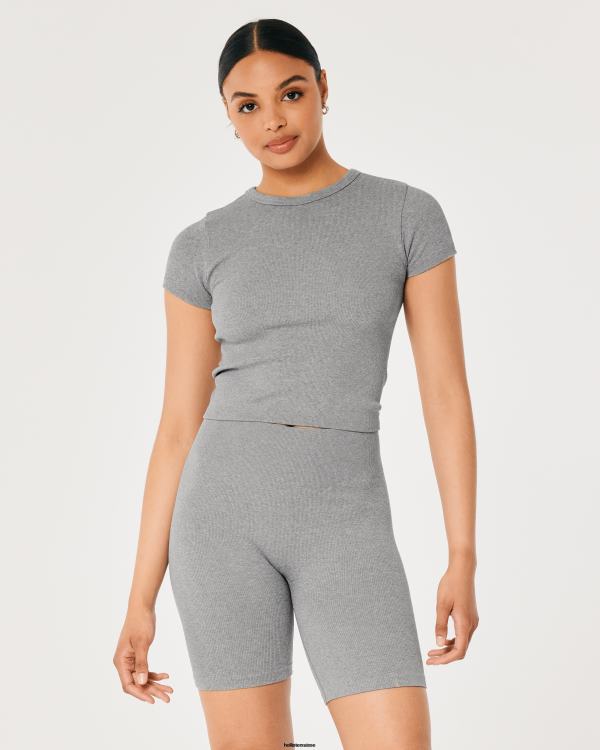 gilly hicks active short de vélo côtelé sans coutures femmes gris chiné clair Hollister bas RRRJX689