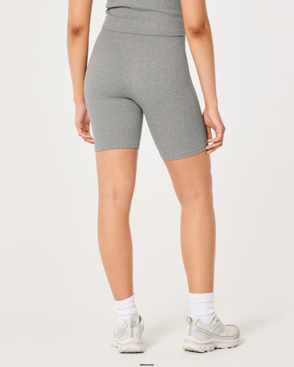 gilly hicks active short de vélo côtelé sans coutures femmes gris chiné clair Hollister bas RRRJX689