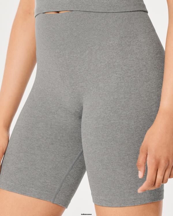 gilly hicks active short de vélo côtelé sans coutures femmes gris chiné clair Hollister bas RRRJX689