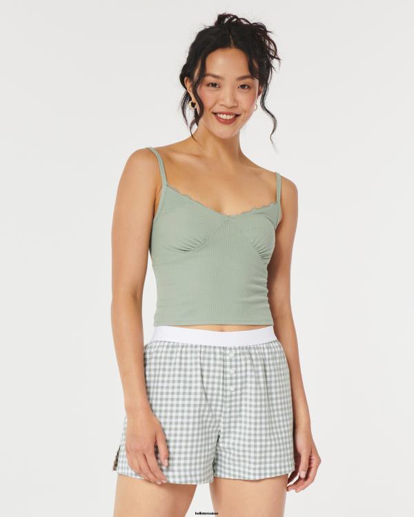 gilly hicks boxeurs femmes plaid vert Hollister bas RRRJX781