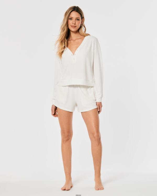 gilly hicks caleçon gaufré femmes blanc Hollister bas RRRJX746