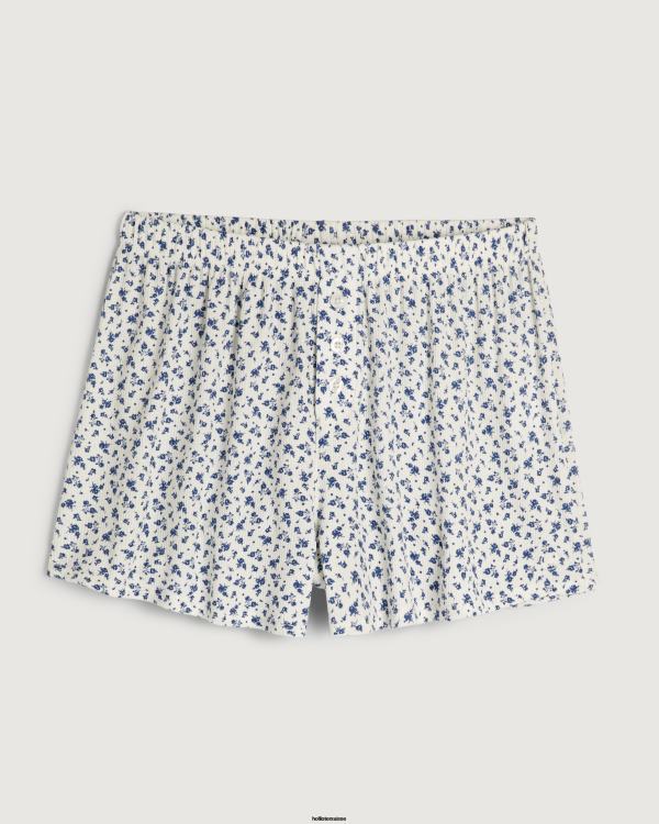 gilly hicks short de nuit côtelé en jersey femmes fleurs blanches Hollister bas RRRJX780