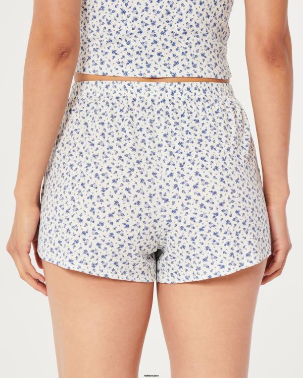 gilly hicks short de nuit côtelé en jersey femmes fleurs blanches Hollister bas RRRJX780