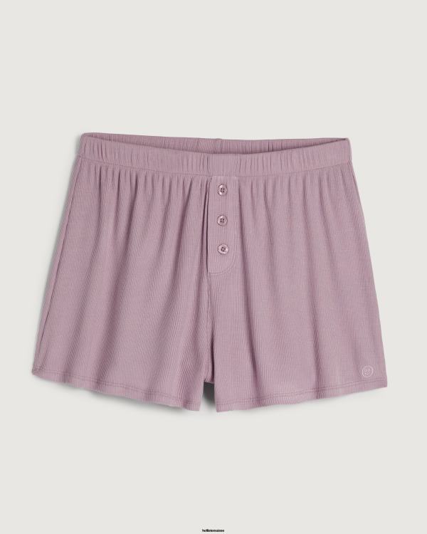 gilly hicks short de nuit côtelé en jersey femmes rose clair Hollister bas RRRJX783