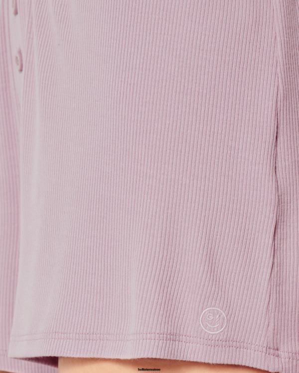 gilly hicks short de nuit côtelé en jersey femmes rose clair Hollister bas RRRJX783