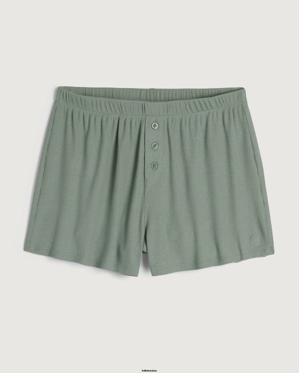 gilly hicks short de nuit côtelé en jersey femmes vert clair Hollister bas RRRJX710