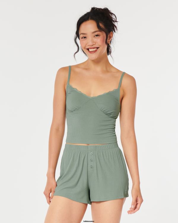 gilly hicks short de nuit côtelé en jersey femmes vert clair Hollister bas RRRJX710