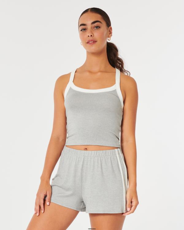 gilly hicks short douillet femmes gris chiné clair Hollister bas RRRJX731