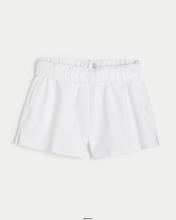 gilly hicks short en molleton à taille roulée femmes blanc Hollister bas RRRJX672