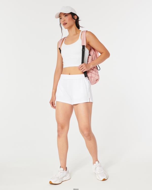 gilly hicks short en molleton à taille roulée femmes blanc Hollister bas RRRJX672