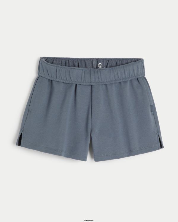 gilly hicks short en molleton à taille roulée femmes bleu gris Hollister bas RRRJX546