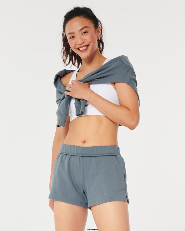 gilly hicks short en molleton à taille roulée femmes bleu gris Hollister bas RRRJX546