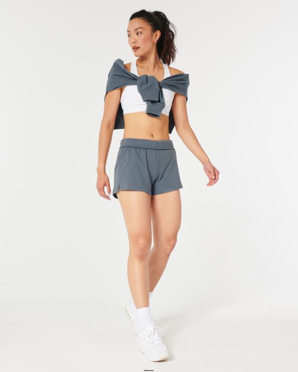 gilly hicks short en molleton à taille roulée femmes bleu gris Hollister bas RRRJX546
