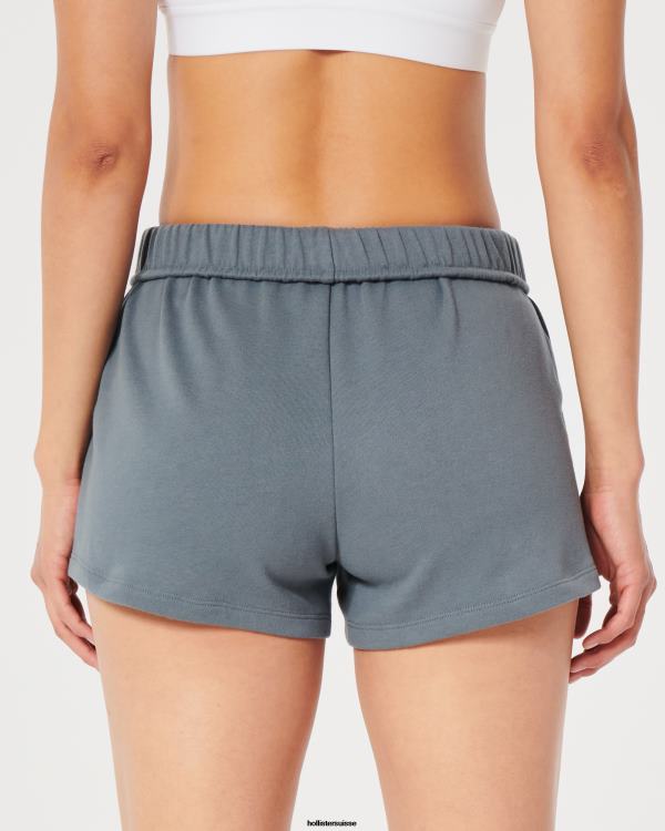gilly hicks short en molleton à taille roulée femmes bleu gris Hollister bas RRRJX546