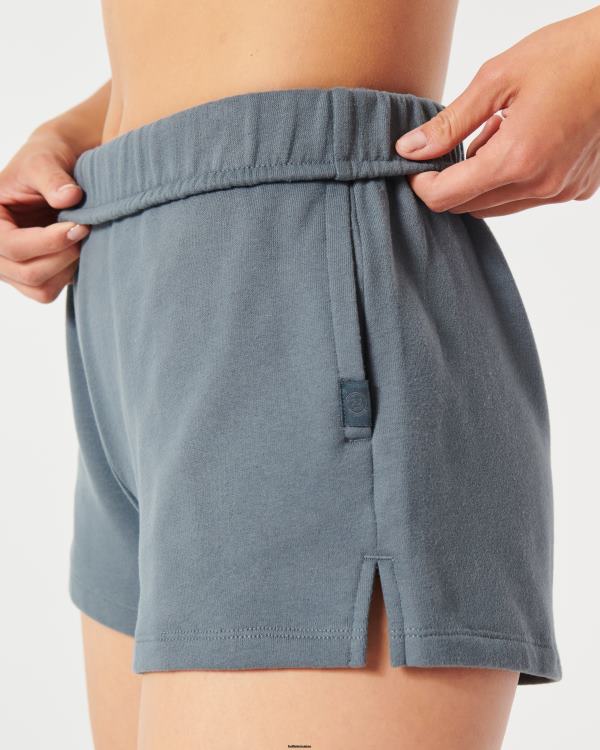 gilly hicks short en molleton à taille roulée femmes bleu gris Hollister bas RRRJX546