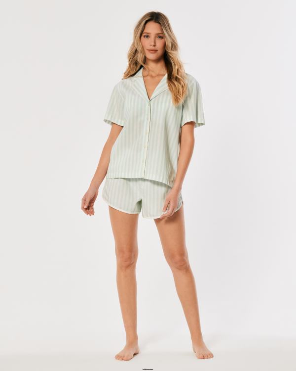 gilly hicks short tissé léger femmes bande vert menthe Hollister bas RRRJX788